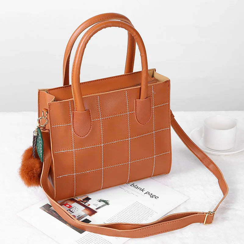 New Casual Plaid Totes Bag for woemen Large Capacity PU leather Handbag ladies Fashion trend Shoulder Messenger Crossbody Bag