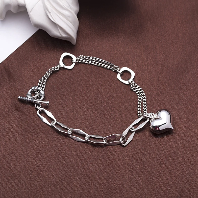 925 стерлингового серебра любящее сердце браслеты с брелоками для женщин