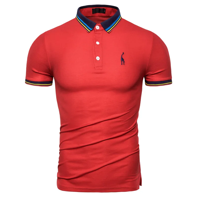 Рубашка-поло мужская с коротким рукавом хлопок вышивка жираф Повседневная