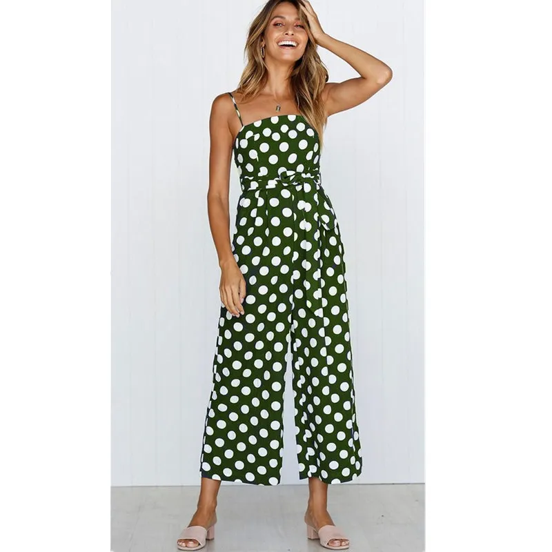 Элегантный винтажный комбинезон без рукавов в горошек женские летние брюки на