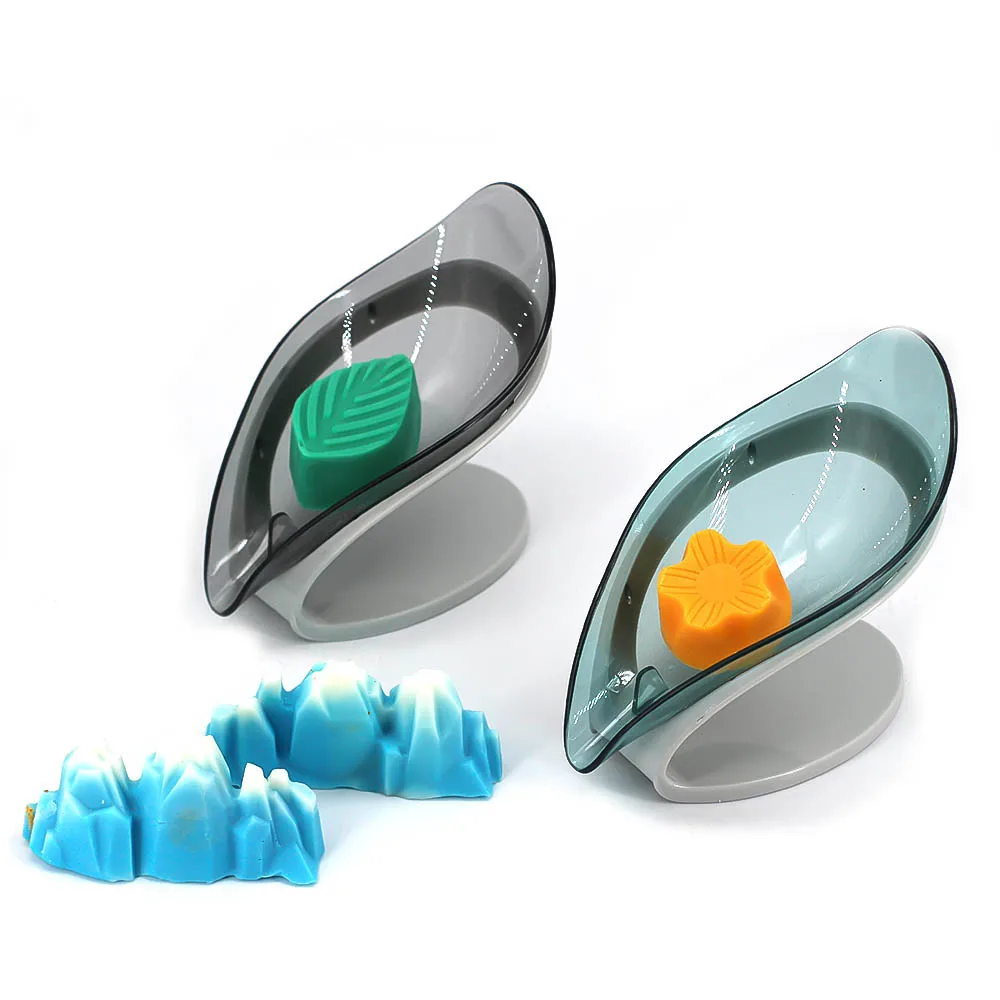

Leaf Drain Soap Dishes Suction Cup Soap Holder Tray Simple Style Removable Large Size Easy to Clean