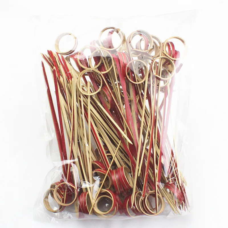 12 см 100 шт. красные пальцы бамбуковые наклейки поштучные вилки для фруктов