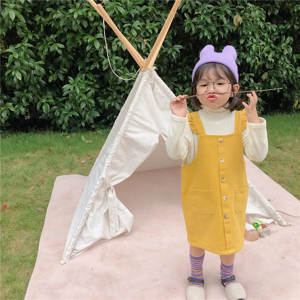 2019 г. Осеннее модное милое вельветовое платье-комбинезон для девочек однотонное