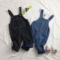 0 3 year old baby winter thicken overalls korean version denim trousers can open the crotch boys girls baby plus velvet jumpsuit