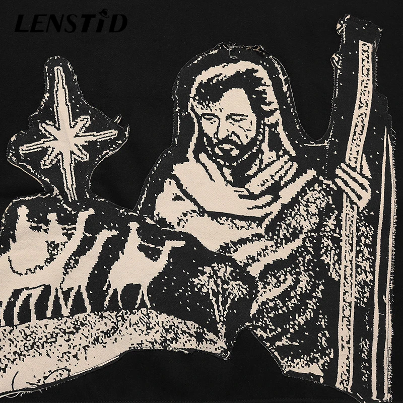 LENSTID мужские хип хоп Зимние флисовые пуловеры толстовки с винтажным принтом Harajuku