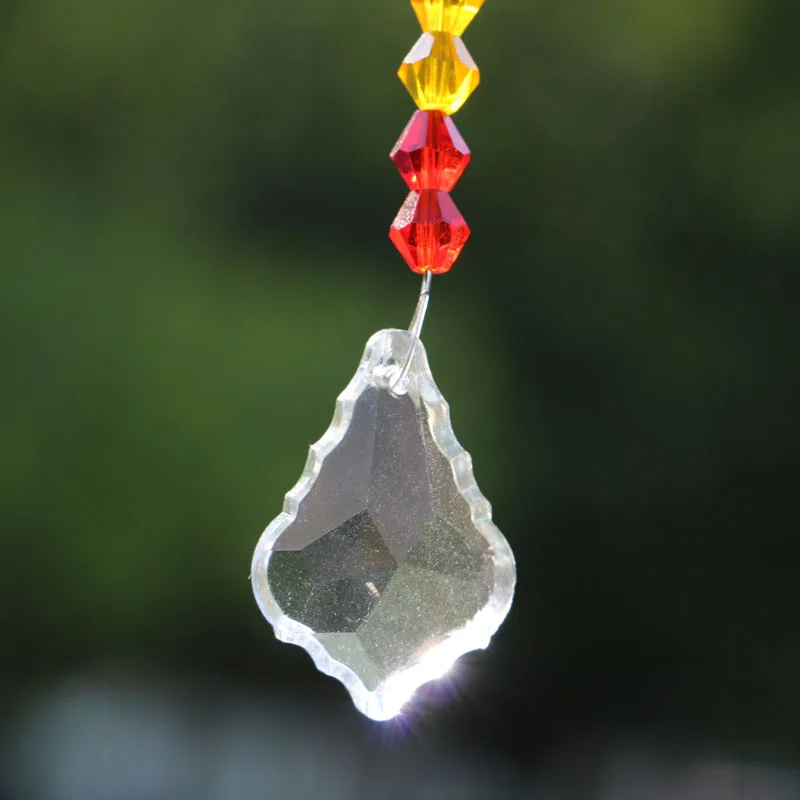 1PCS Chandelier Crystals Prisms Rainbow Bincone Beads Chakra Maple Suncatcher Home Decoration | Wind Chimes & Hanging Decorations
