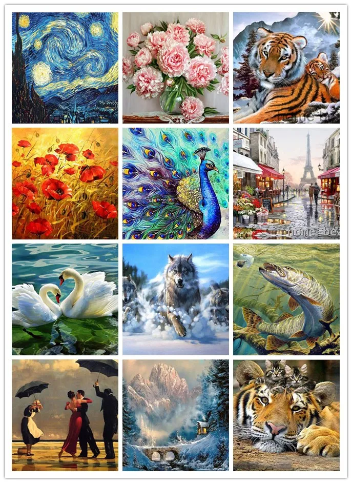 5D алмазная картина сделай сам стразы вышивка лебеди тигр павлин олень домашний
