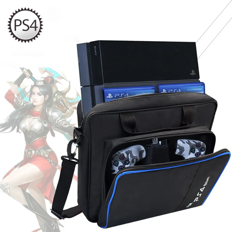 Сумка Slim Game System для PS4 / Pro портфель холщовый с плечевым ремнем и защитой консоли