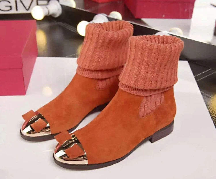 Вязаные сапоги женские до середины икры Bota Feminina зимние Botas Mujer обувь с кристаллами