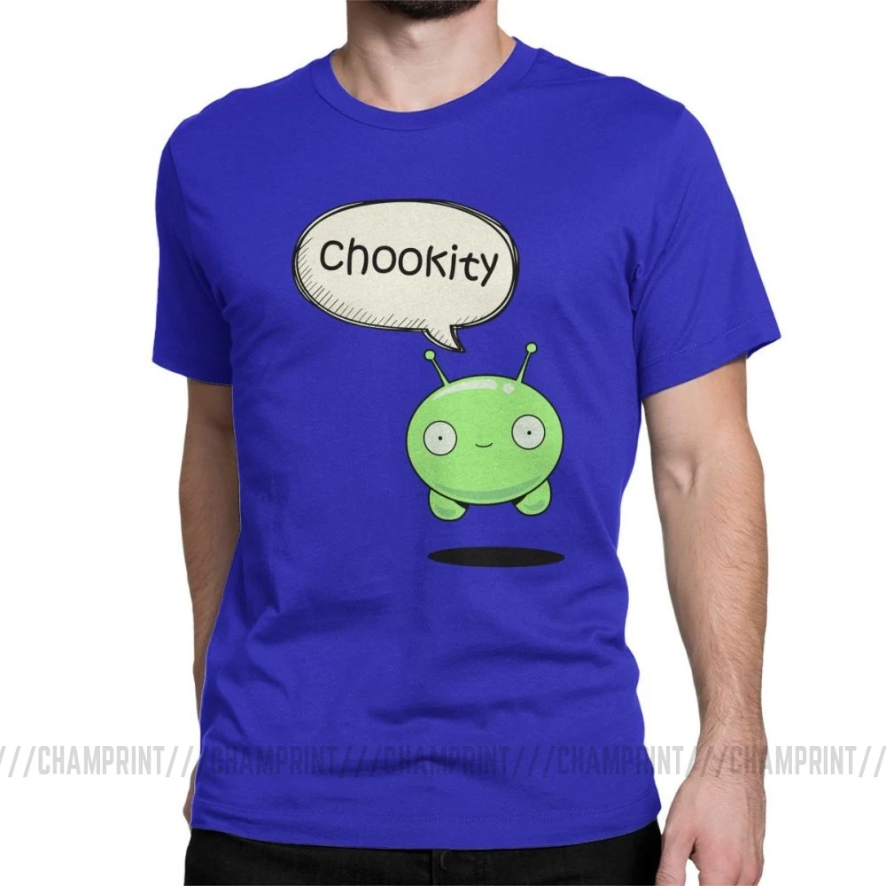 Мужская футболка Chookity Mooncake, Moon Cake Final Space Crazy, топы с круглым вырезом и коротким рукавом, чистый хлопок, футболка с принтом, футболка размера плюс - Цвет: Синий