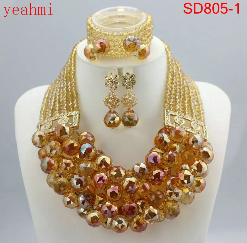 

Fine Jewelry Sets For Women Gold Color Balls African Set Jewelry Nigerian Wedding Beads Sets Free Shipping 2020 Fashion SD805-1