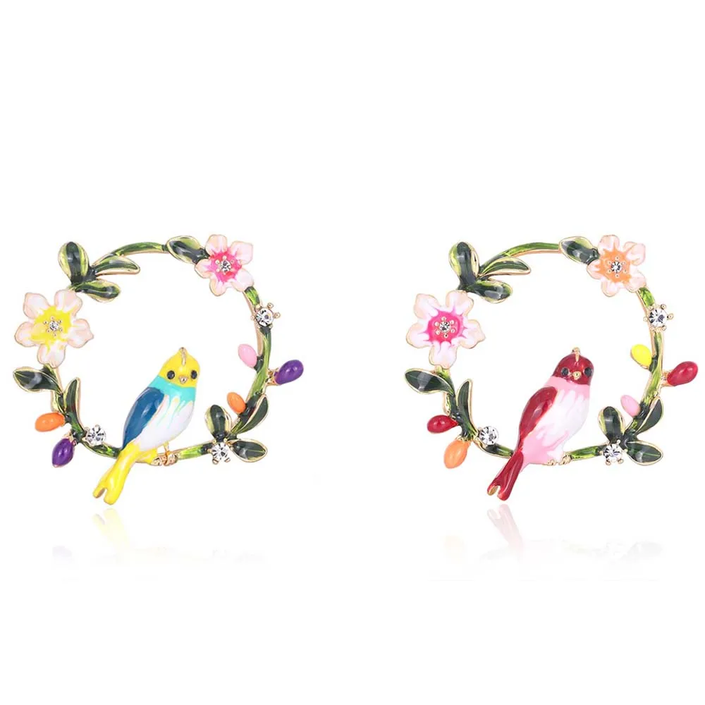 Корейская брошь венок с животными эмаль цветок отворот булавка броши шарф пряжка