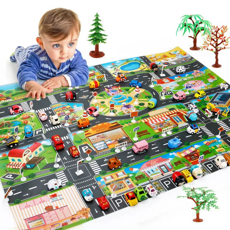 

Baby Play Mat Road Carpet For Kids Cartoon Traffic Rug Little Indoor Toys Babies Playing Educational Mat