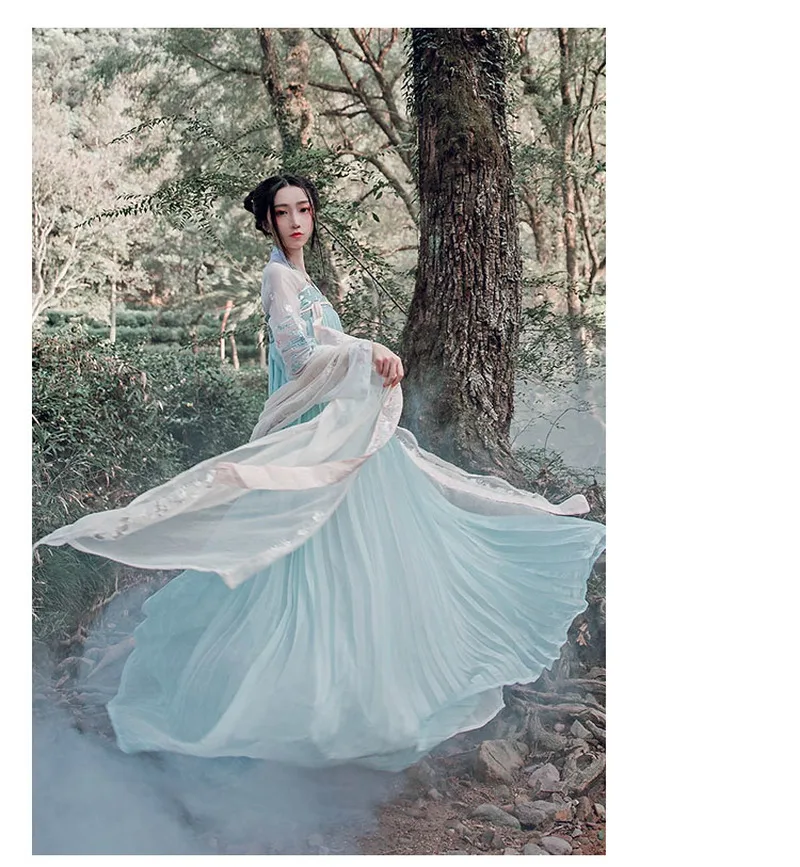 Новинка 2019 китайское платье старинное женское Hanfu традиционное костюм тан для