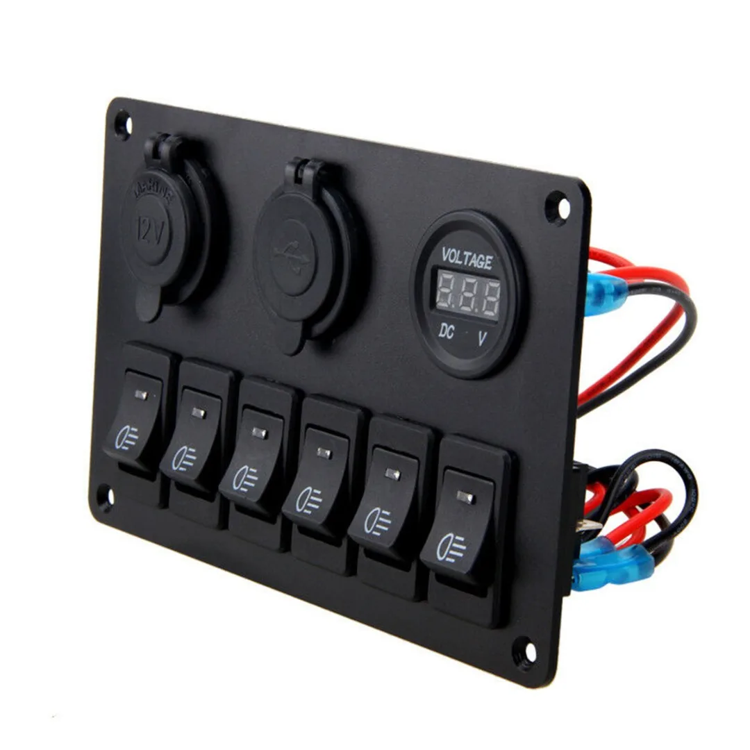 

12V 6 Buttons Waterproof Car Auto Boat Marine LED Rocker Switch Panel Circuit Breakers For Boat Rocker Switch Control Panel
