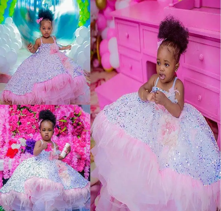 Блестящие Роскошные платья с цветами для девочек ясельного возраста свадебные