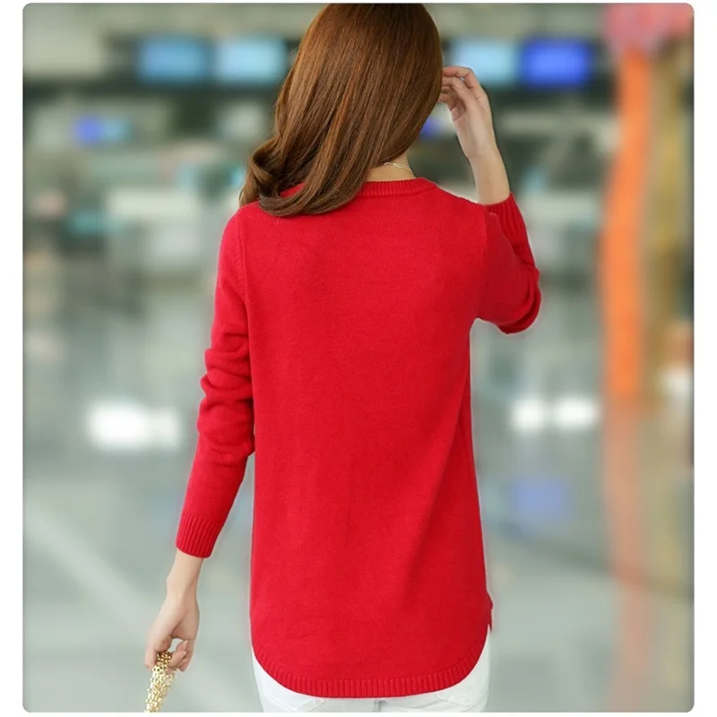 Осень Зима Красота принцесса Узор Женский Теплый вязаный свитер Повседневный