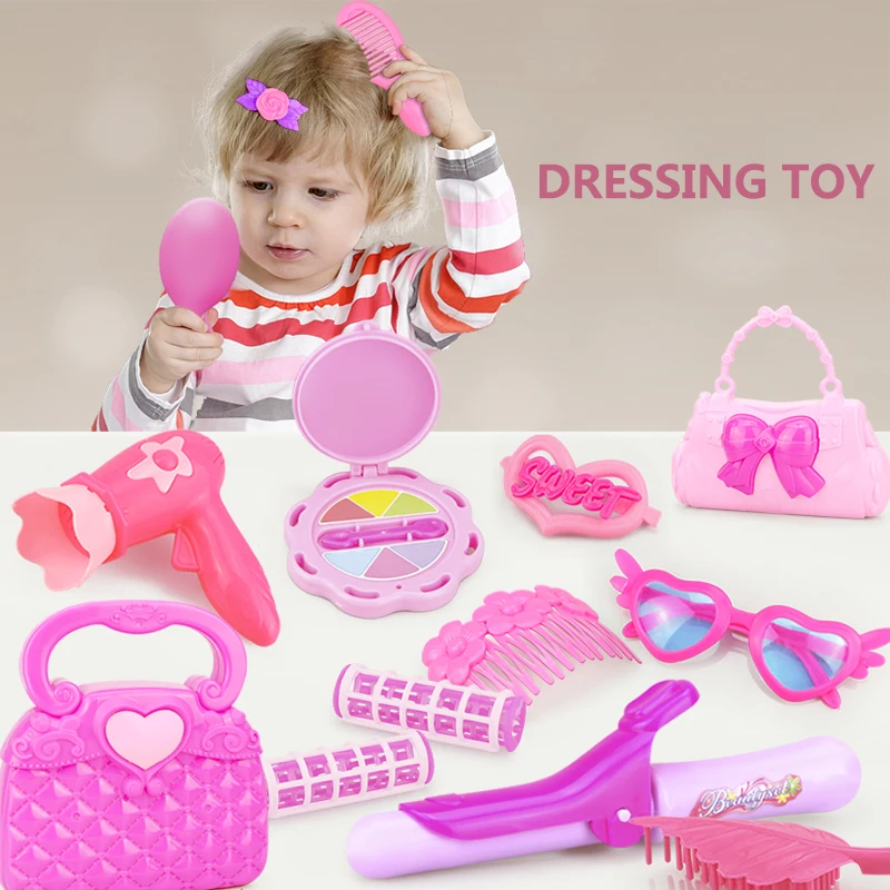 

24-32PCS Pretend Play Kid Make Up Toys Pink Makeup Set Princess Hairdressing Simulation Plastic Toy For Girls Dressing Cosmetic