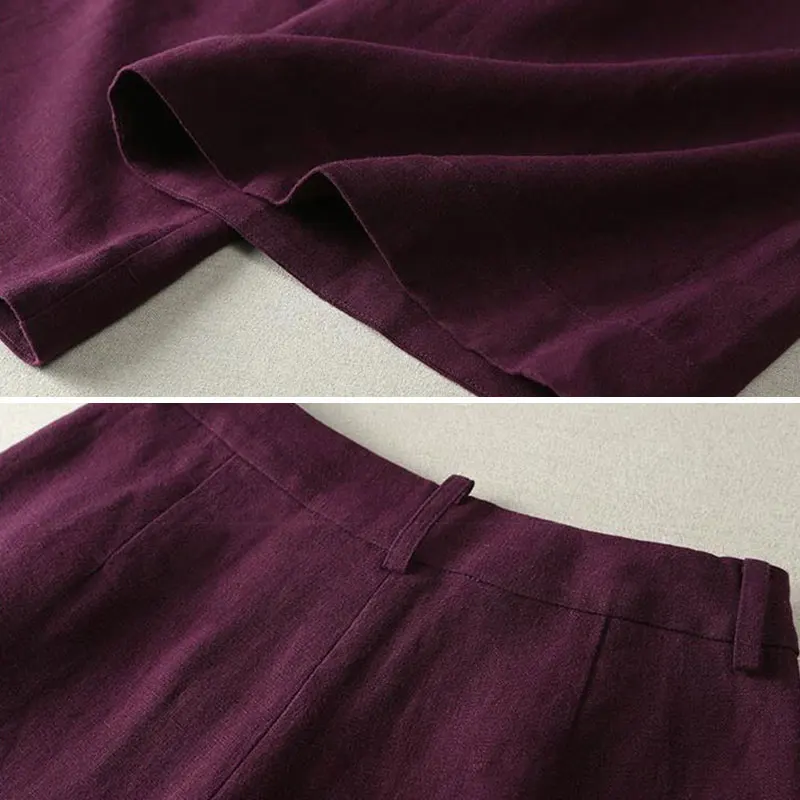 

Cotton and linen wide-leg suit pants women's fashion summer 2021 new Korean style high waist draped loose straight casual pants