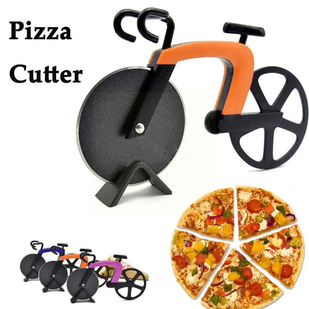 

Steel Pizza Knife Two-wheel Bicycle Shape Cool Round Pizza For Biscuits Knives Cutting Knife Cakes Bike Cutter V9k1
