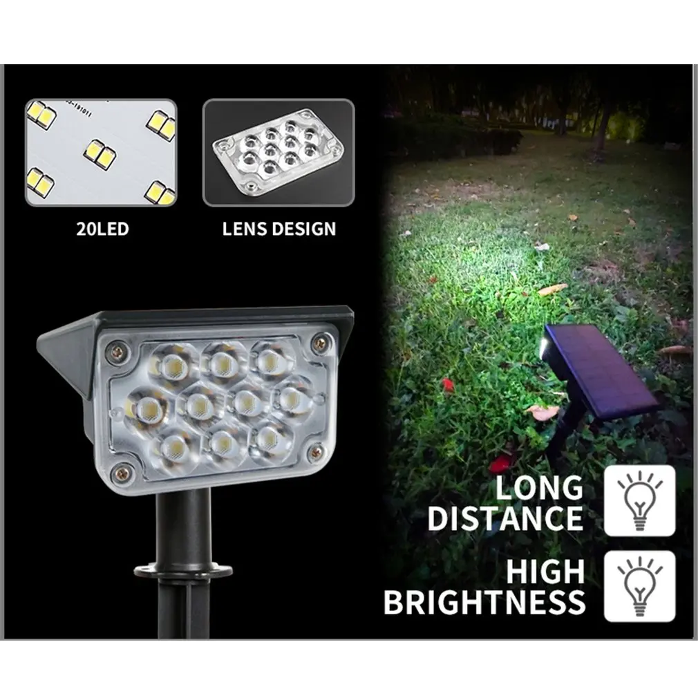 20LED Регулируемый Солнечный Точечный светильник солнечный садовый IP65 супер яркий
