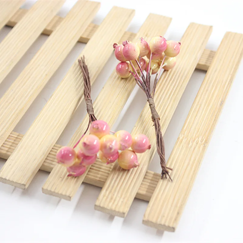 Two-tone pink 10 шт мини пластиковые искусственные ягоды небольшая футболка с вишневым принтом фруктов ручной работы материал вспомогательного оборудования DIY Подарочная декоративная коробка - Цвет: Two-tone pink
