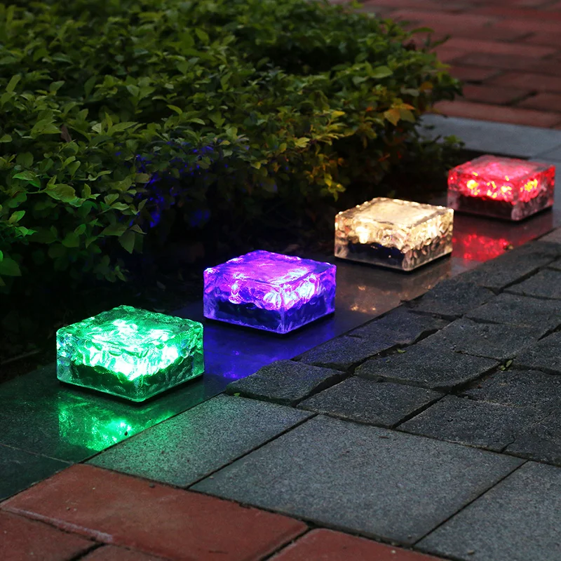 Beste Solar Glas Baksteen Licht Ice Cube Led Lamp Tuin Patio Landschap Begraven Licht Outdoor Pathway Road Yard Solar Ondergrondse Licht