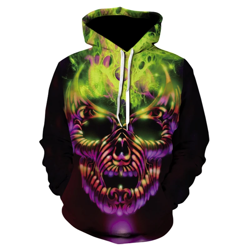 Лидер продаж мужские толстовки 2020 новые с черепом свитшоты 3D принтом забавные в