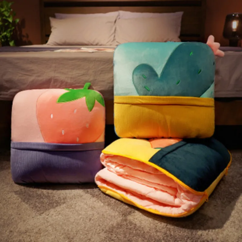 

Cartoon Fruit Dual Purpose Pillow Pillow Crystal Super Soft Cotton Soft Comfortable Home Office Pillow Blanket