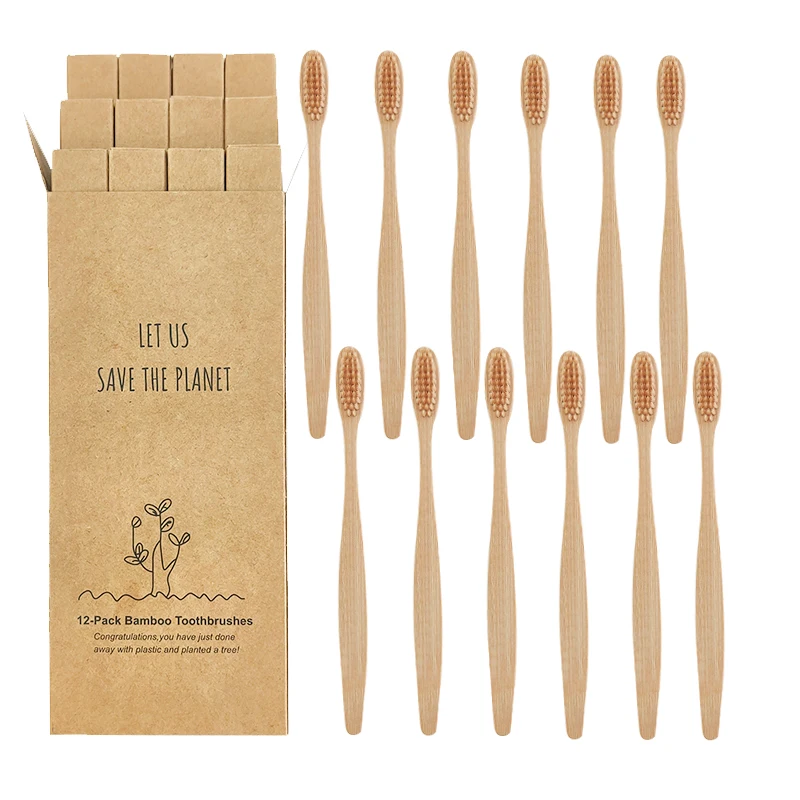 Экологичная бамбуковая зубная щетка Экологически чистая деревянная с мягкой