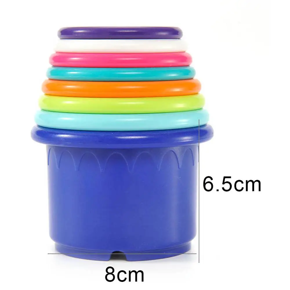 

8Pcs/Set Baby Bathroom Beach Stacking Cup Children Kids Educational Develop Toys Sorting, Nesting&Stacking toys