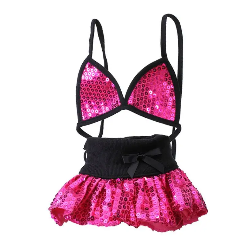 

pet dog cat bra summer sexy dress bikini style dog skirt clothes XXS-XL shining Sequin decoration dog clothing 4 colors