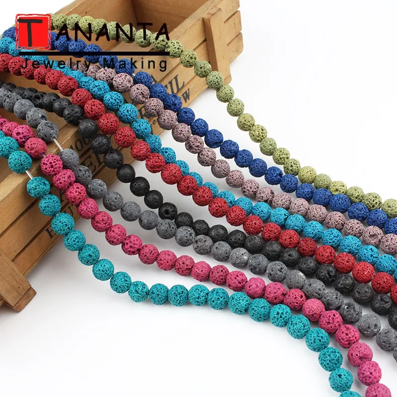 Бусины Из Натуральной голубой и черной лавы бусины из вулканического камня для