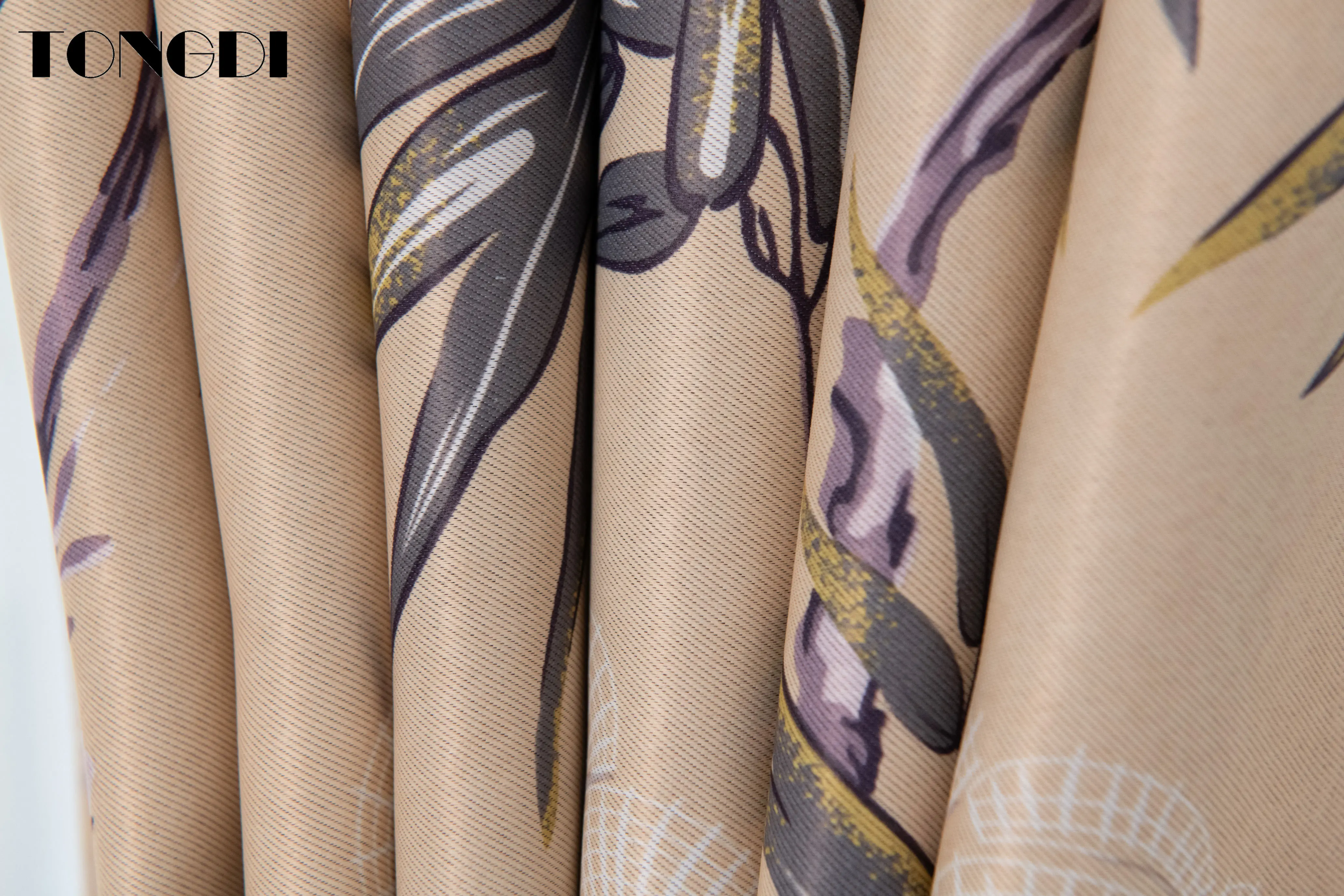 Элегантные затемненные шторы TONGDI с принтом в виде бамбуковых листьев