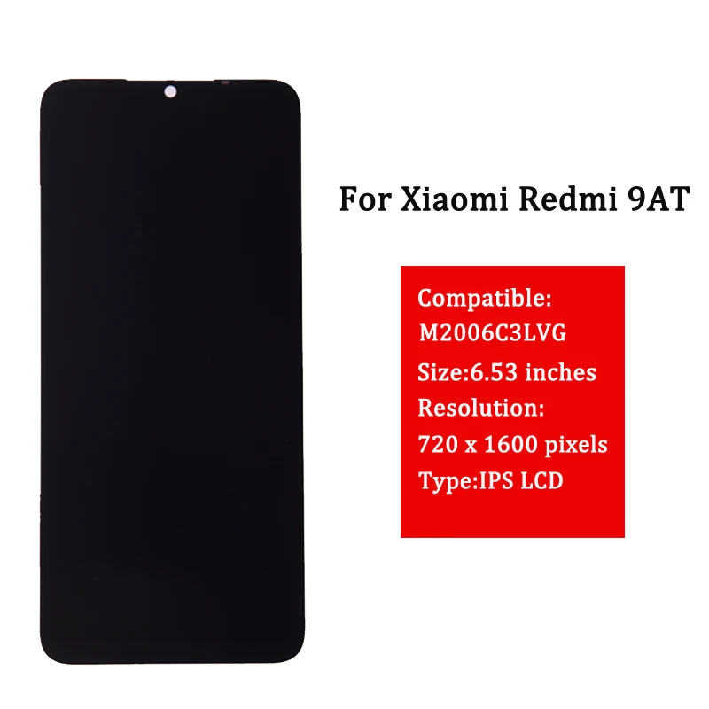 6 53 inches screen for xiaomi redmi 9at display lcd touch screen digitizer for m2006c3lvg lcd replacement phone parts assembly free global shipping