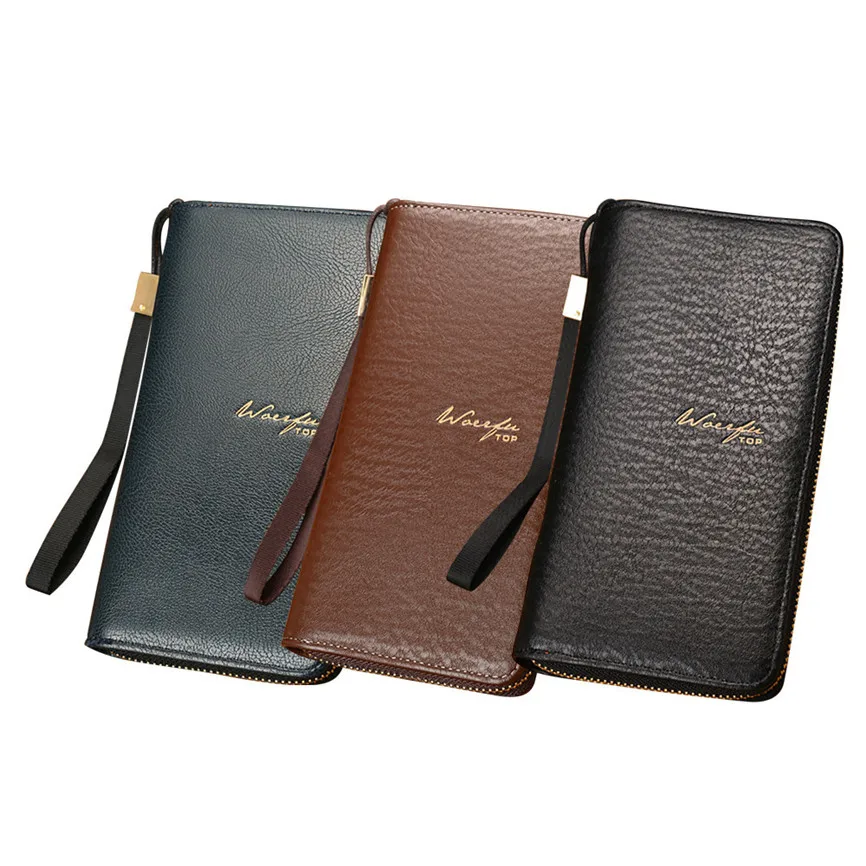 Мужской Длинный кошелек на молнии Большая вместительная кожаная сумка для