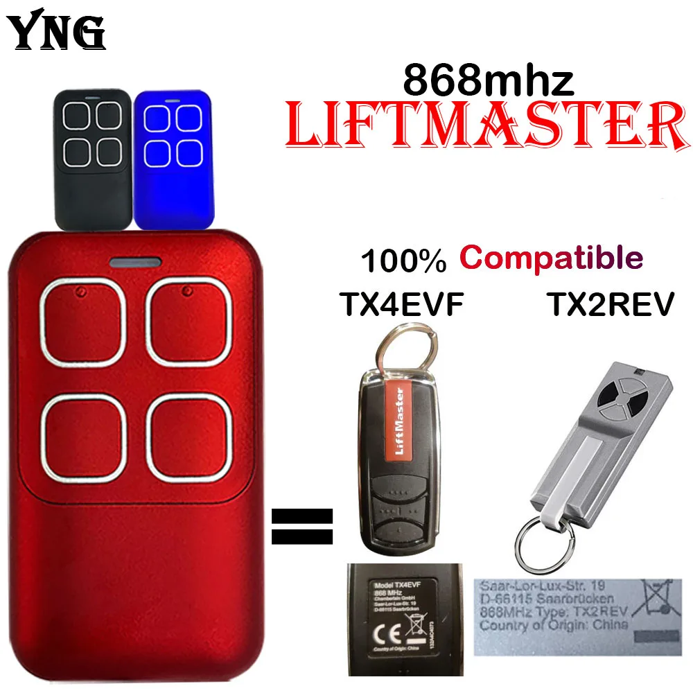 

NEW LIFTMASTER TX4EVF TX2REV Door Remote Control Replacement Liftmaster Garage Gate Remote Control 868mhz