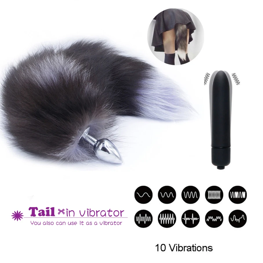 1/10 скоростей фаллоимитатор вибратор лисий хвост большая Анальная пробка