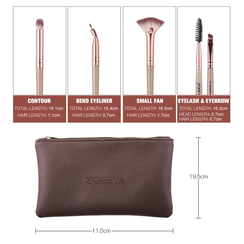 

Zoreya Makeup Brush Sets Eye Shadow Crease Eyeliner Small Fan Brushes 12pcs Essential Eye Soft Synthetic Hair Blending