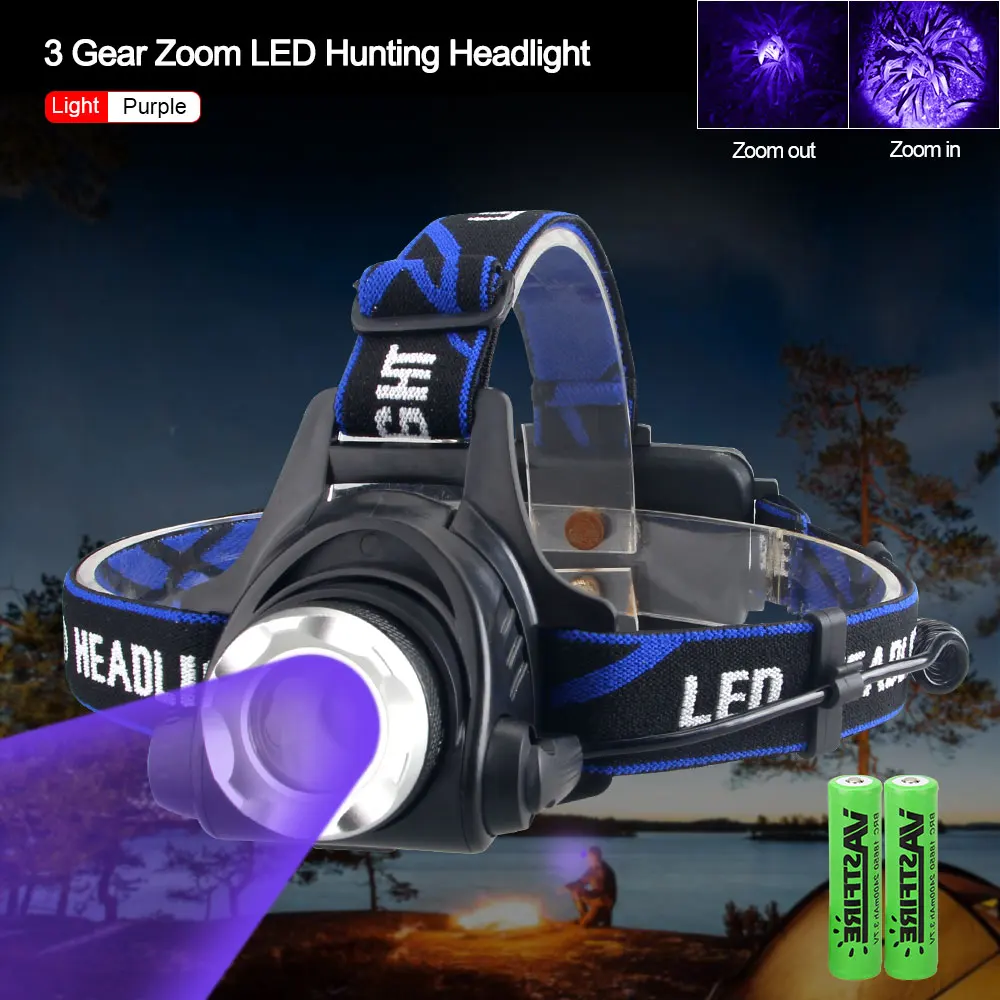 Красный/зеленый/фиолетовый Открытый тактический налобный фонарь 3 режима XPG