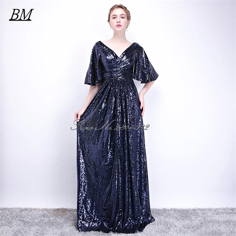 

BM 2021 Evening Dresses Sequin Beaded A Line Elegant Long Formal Prom Bridesmaid Party Gown Robes De Soiree Custom Made BM771