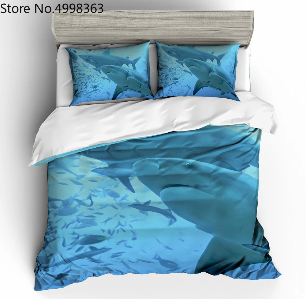 Набор пододеяльников из микрофибры для мальчиков и девочек с рисунком акулы