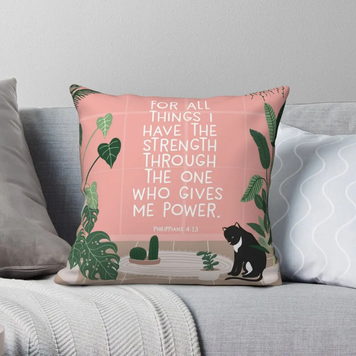 

PHILIPPIANS 413 Square Pillowcase Polyester Linen Velvet Creative Zip Decor Throw Pillow Case Bed Cushion Cover