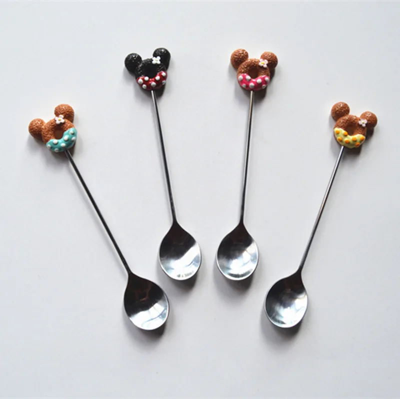 Конфеты небольшой мини 304 Нержавеющая сталь пончик пончики Кофе ложка фрукты