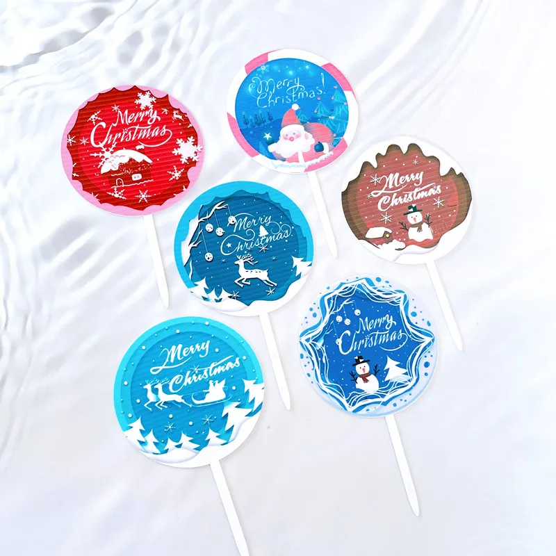 

New Color Merry Christmas Party Acrylic Cake Toppers Santa Claus Xmas Cake Topper for Home Happy New Year Party Cake Decorations