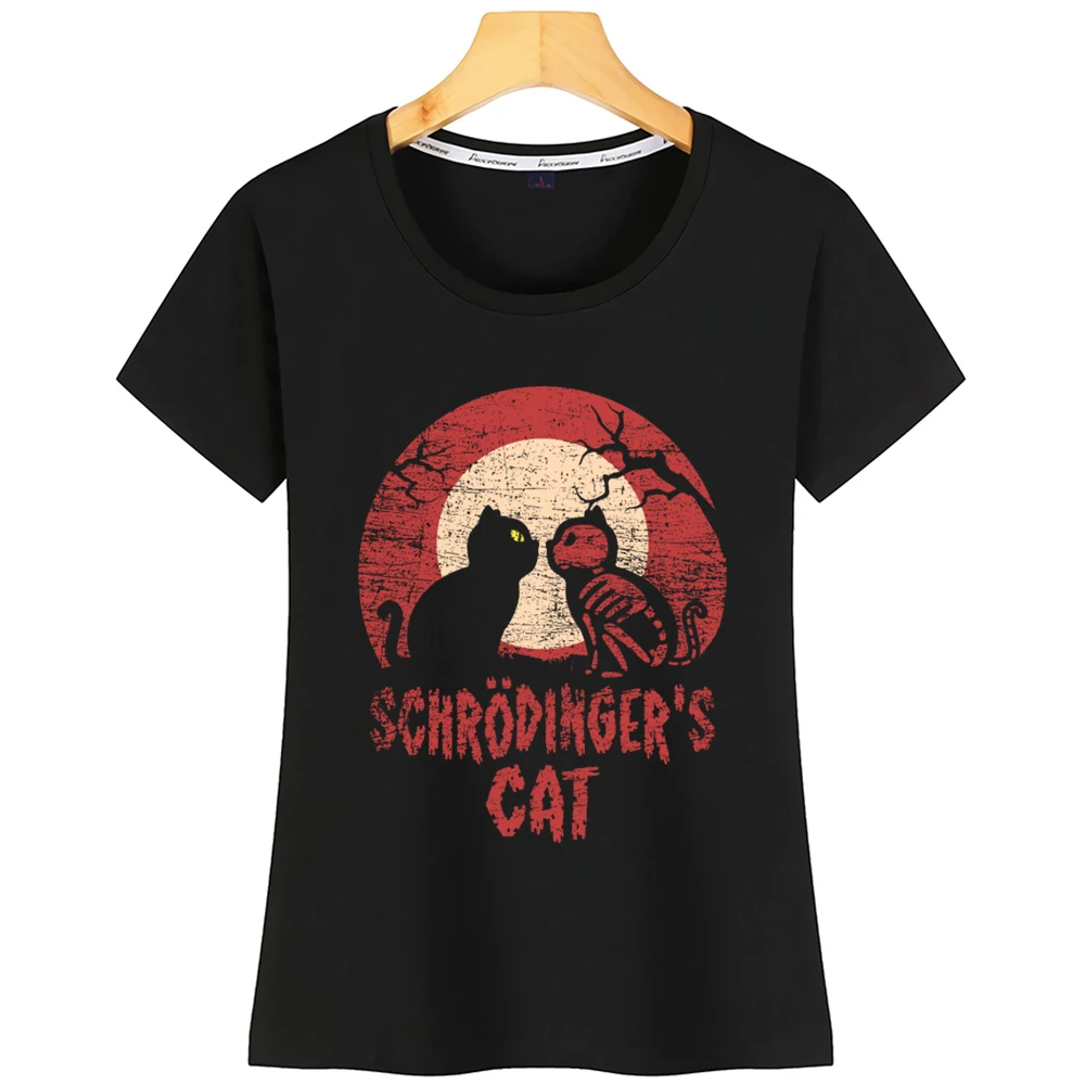 

Топы, футболка для женщин, кошка, Хэллоуин, свободный крой, модная Винтажная футболка на заказ