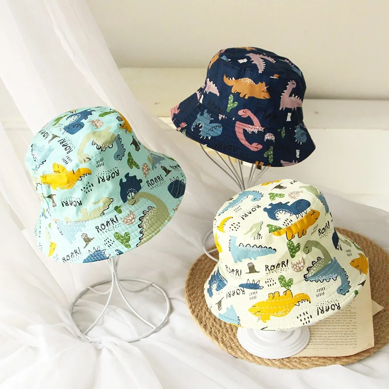 

Summer Hat Baby Boys And Girls Toddler Cartoon Animal Print Bucket Hats Caps Reversible Sun Headwear 1-4Y