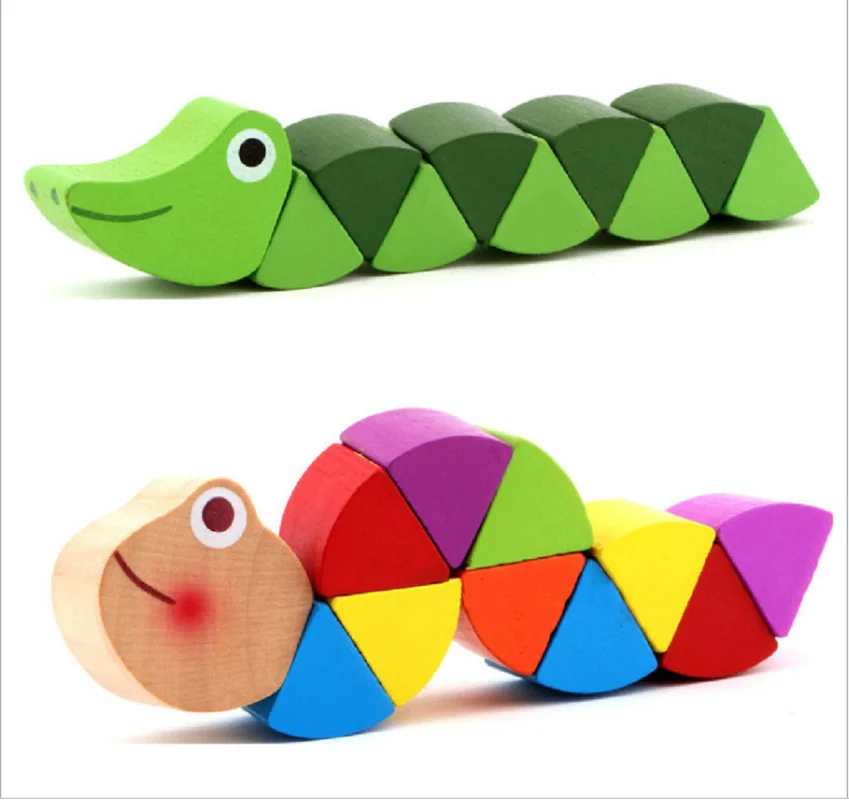 Деревянная игрушка сменный цвет ed гусеница головоломка животное кукла цветной