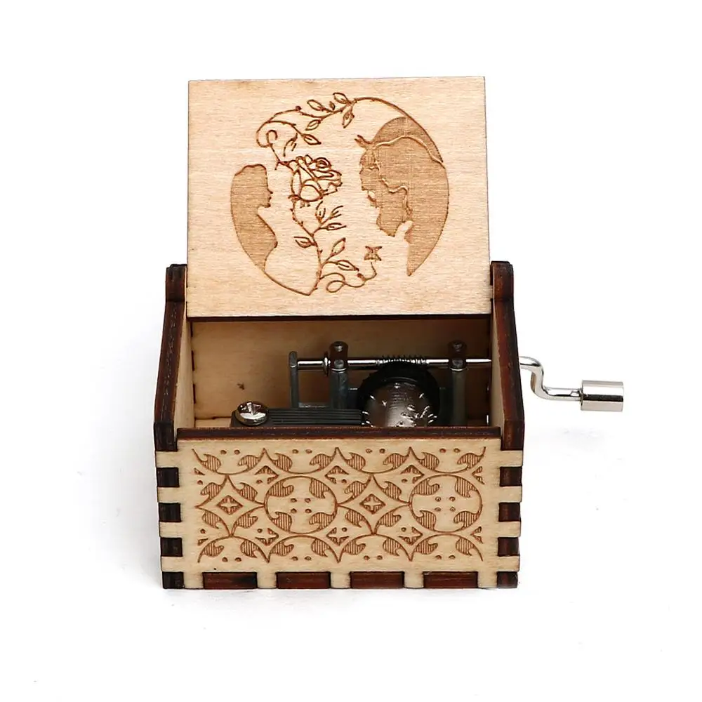 Деревянная резная Музыкальная шкатулка со зверями музыкальная подарок для