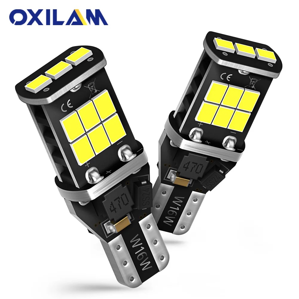 

2Pcs W16W LED Canbus T15 LED Super Bright Reversing Light 2835 SMD 921 912 LED Bulbs Error Free Auto Signal Lamp 6000K White 12V